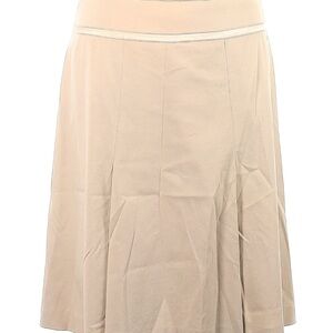 Escada US 16 Beige A-Line Pleated Cotton Midi Skirt